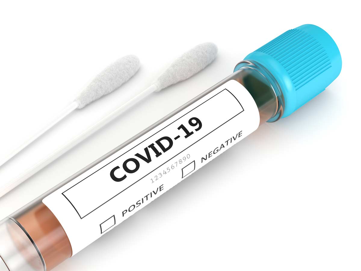 3D render of covid-19 nasal swab laboratory test