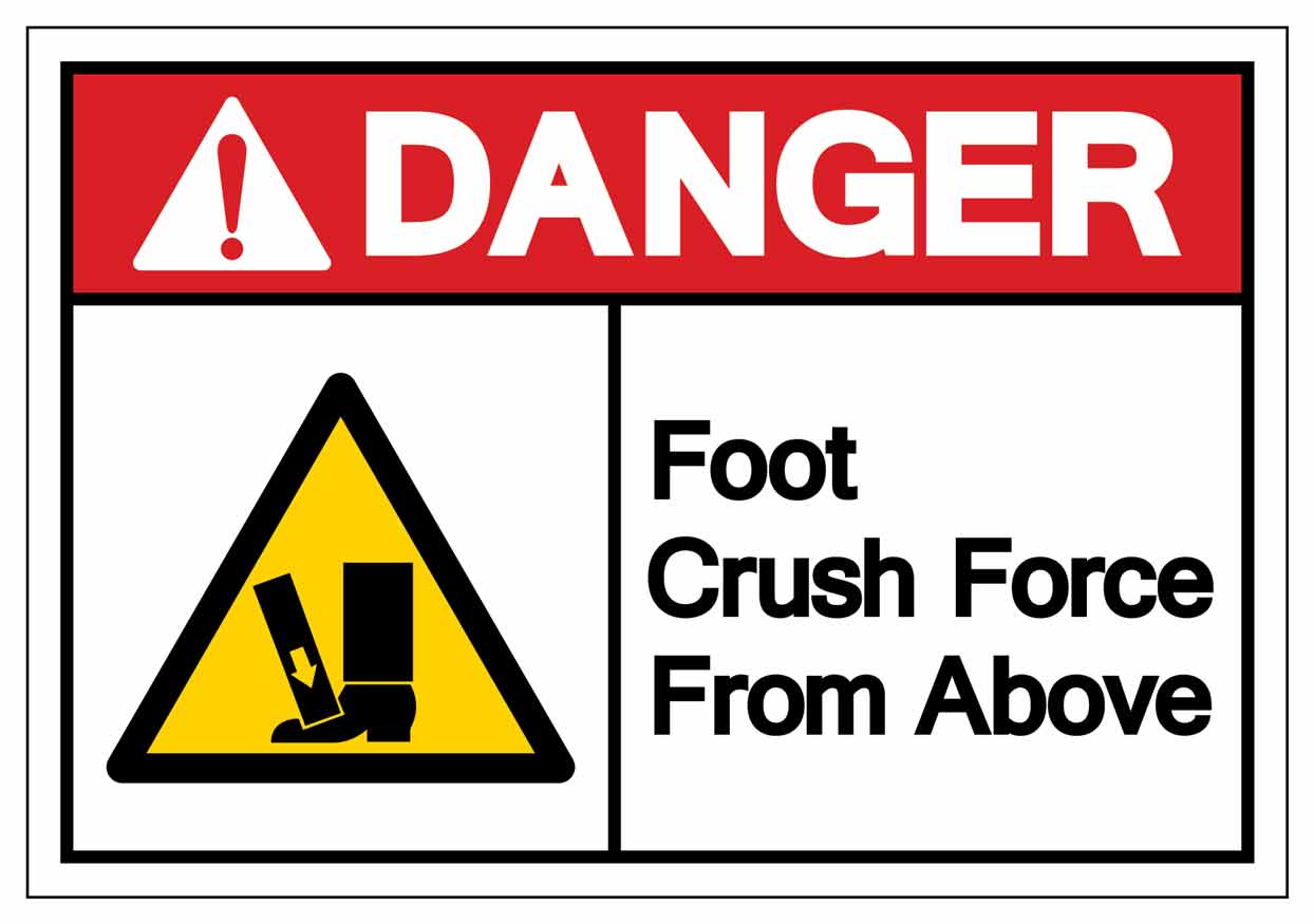 danger foot crush force from above  symbol sign