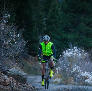 bicycle safety with reflective gear while driving on dark road