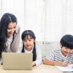 children remote learning at home after schools were closed down