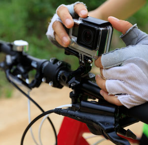 camera mounted on bicycle dashboard