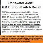 gm ignitions switch recall slide from safer car.gov - use only the ignition key with nothing else on the key ring