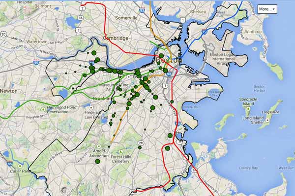 multiple bike collisions on boston bike map