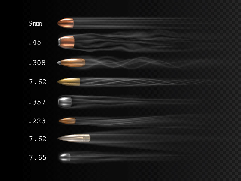 set of shot bullets in freeze time