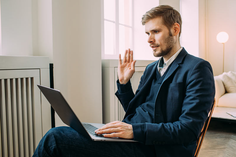 man swearing in during virtual arbitration - trial